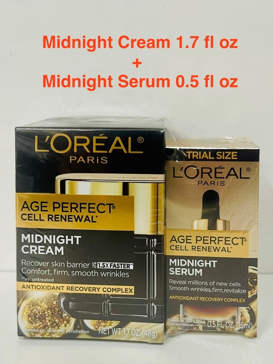 L'Oreal Other - L'Oréal Paris Age Perfect Midnight Duo Facial Cream 1.7 oz & Serum 0.5 oz Set